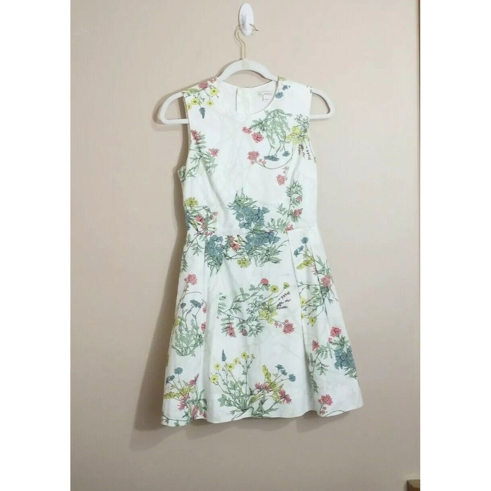 Gap Womens Midi Dress Size 0 White Floral Cottage Prairie Coastal Femme Preppy